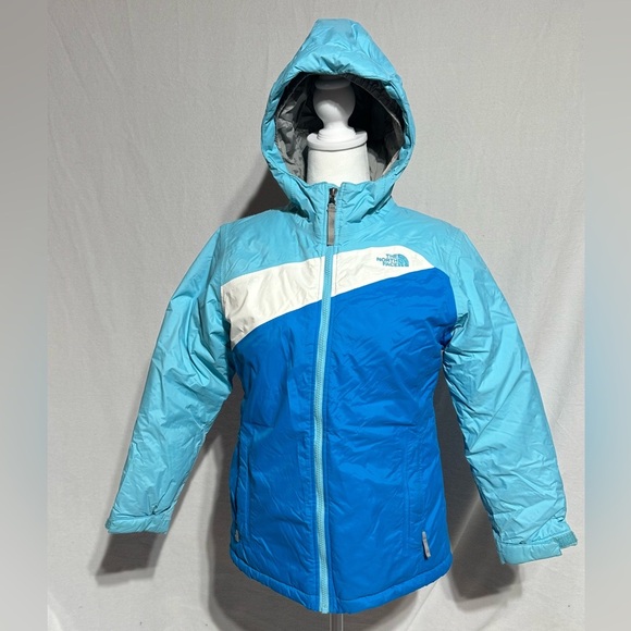 The North Face Blue and White Color-Blocked Jacket Youth Size Large 14/16